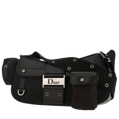 Sac à main Dior  Colombus en toile monogram Oblique noire et cuir noir