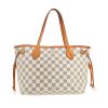 Shopping bag Louis Vuitton  Neverfull modello piccolo  in tela a scacchi azzurro e pelle naturale - 360 thumbnail