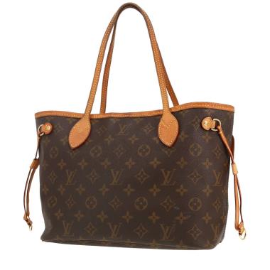 Louis Vuitton  Neverfull small  shopping bag  in brown monogram canvas  and natural leather