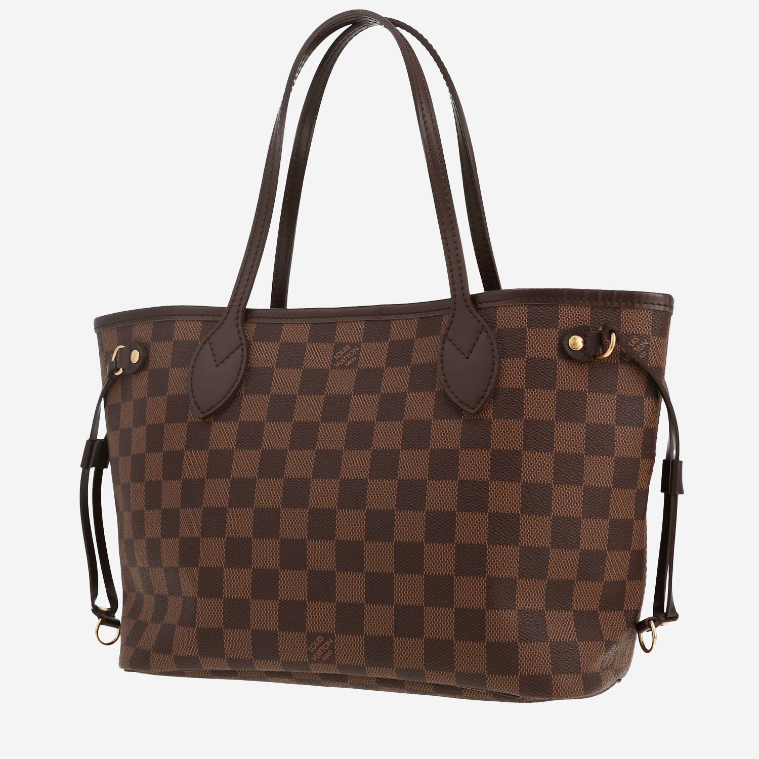 Sac cabas Louis Vuitton  Neverfull en toile damier ébène et cuir naturel