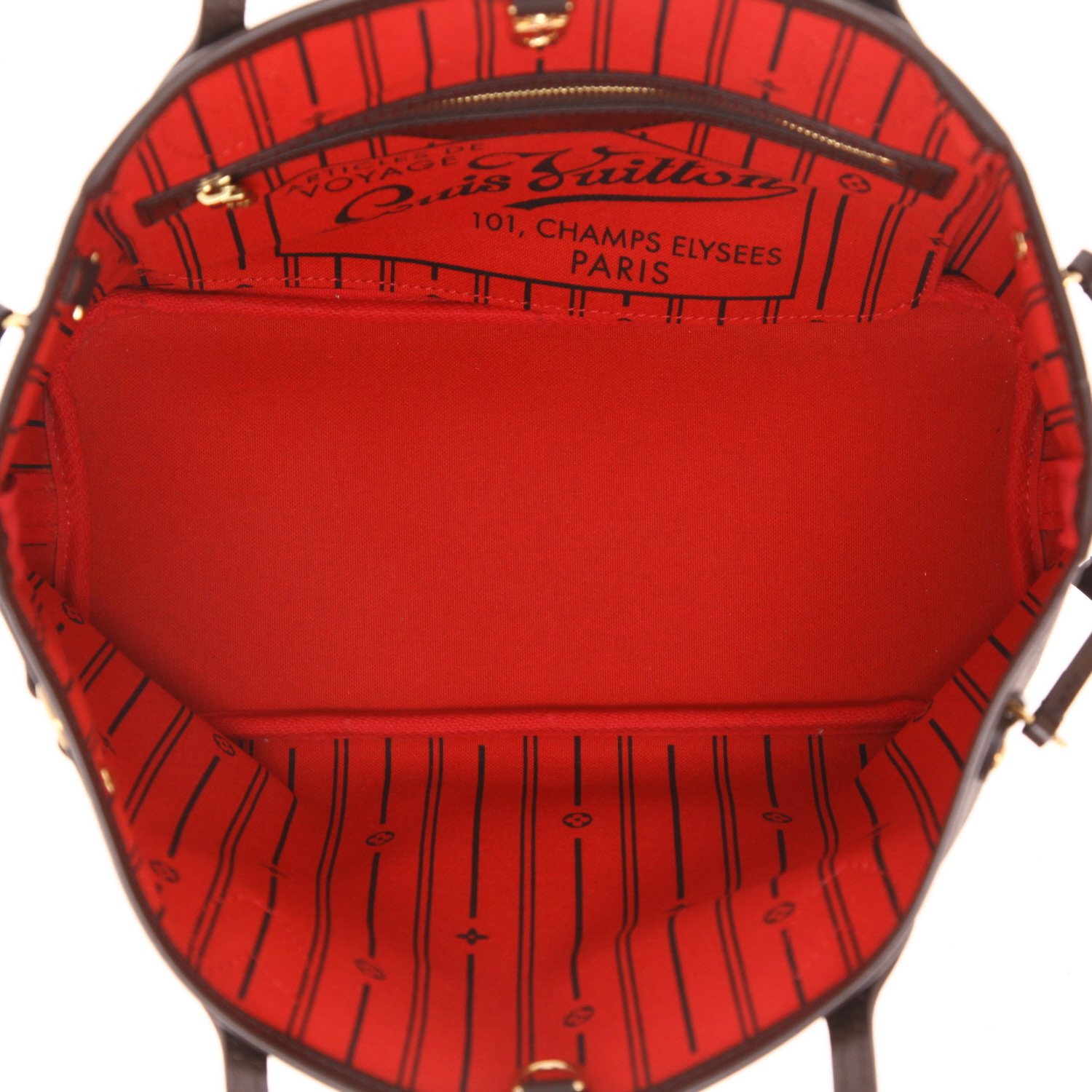 Louis Vuitton  Neverfull shopping bag  in ebene damier canvas  and natural leather - Detail D3