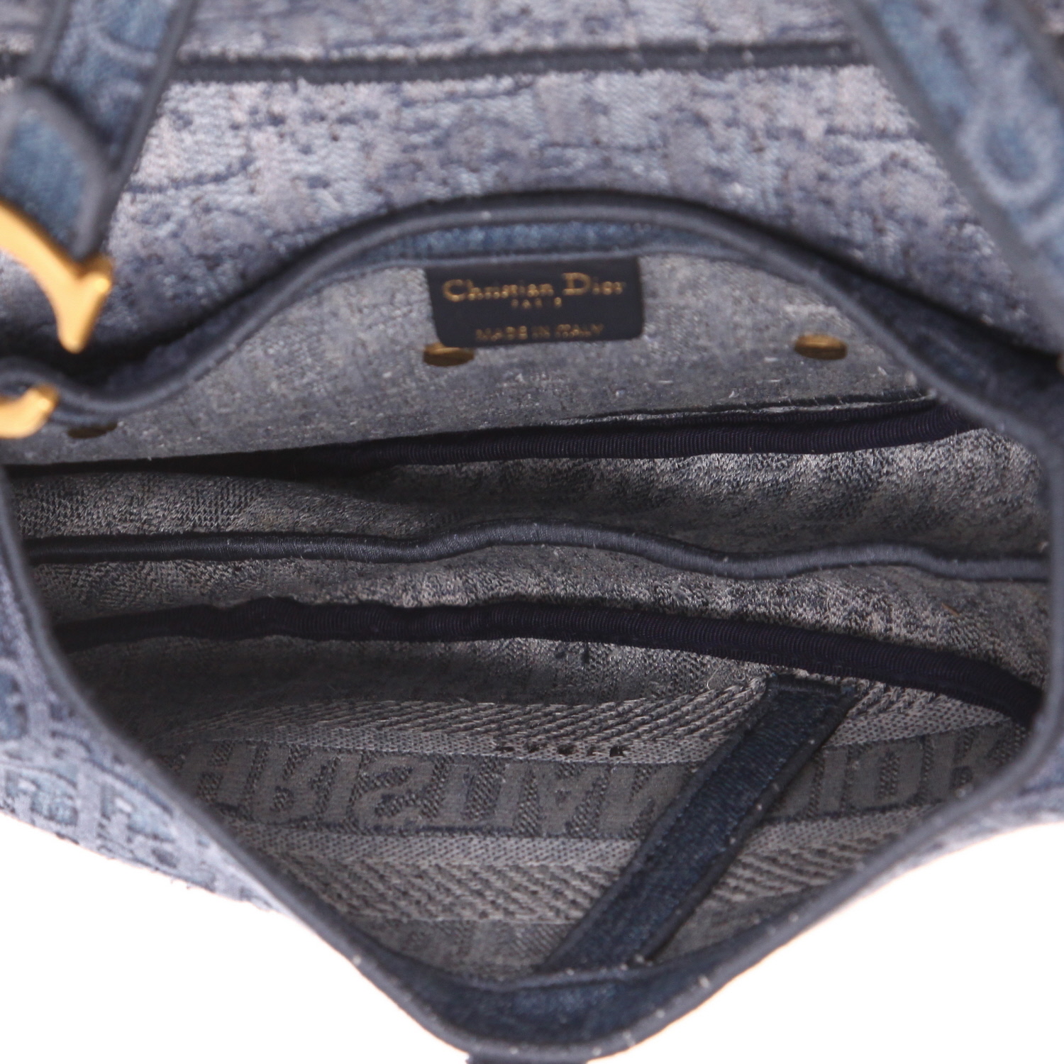 Dior  Saddle medium size  handbag  in blue monogram canvas Oblique - Detail D3