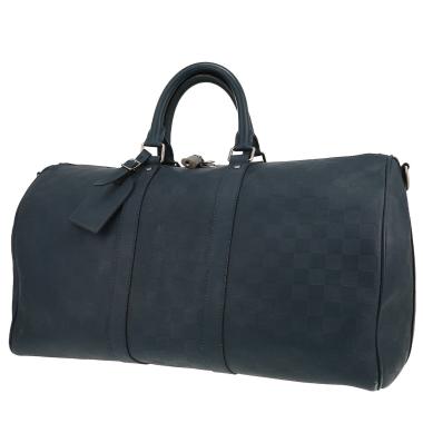 Louis Vuitton Keepall 45 weekend bag in blue Damier Empreinte leather