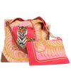 Borsa a tracolla Hermès  Silk City in seta rosa e rossa e pelle Barenia terra di Siena bruciata - 00pp thumbnail