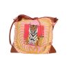 Borsa a tracolla Hermès  Silk City in seta rosa e rossa e pelle Barenia terra di Siena bruciata - 360 thumbnail