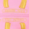 Hermès  Silk City shoulder bag  in pink and red silk  and fawn Barenia leather - Detail D2 thumbnail