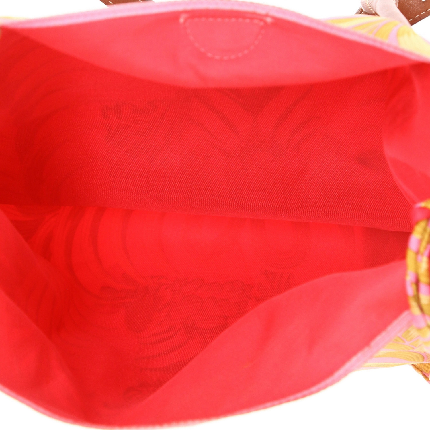 Sac bandoulière Hermès  Silk City en soie rose et rouge et cuir Barénia fauve - Detail D3