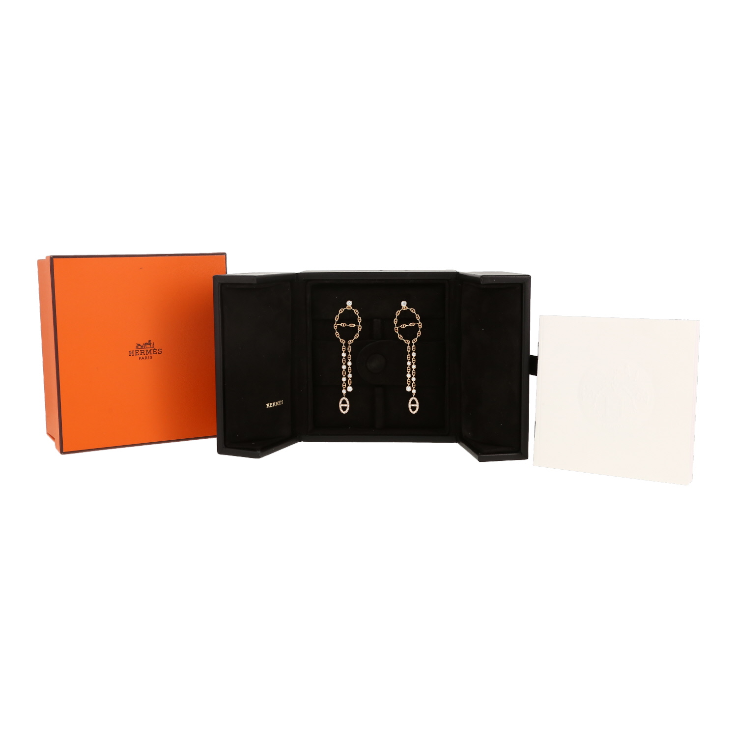 Paire de pendants d'oreilles Hermès Chaîne d'Ancre en or jaune et diamants - Detail D2