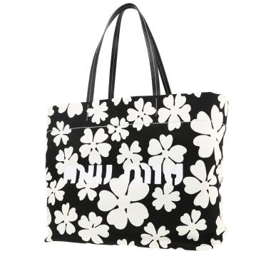 Sac à main Miu Miu   en toile noire et blanche