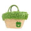 Sac cabas Miu Miu   en raffia beige et vert - 00pp thumbnail