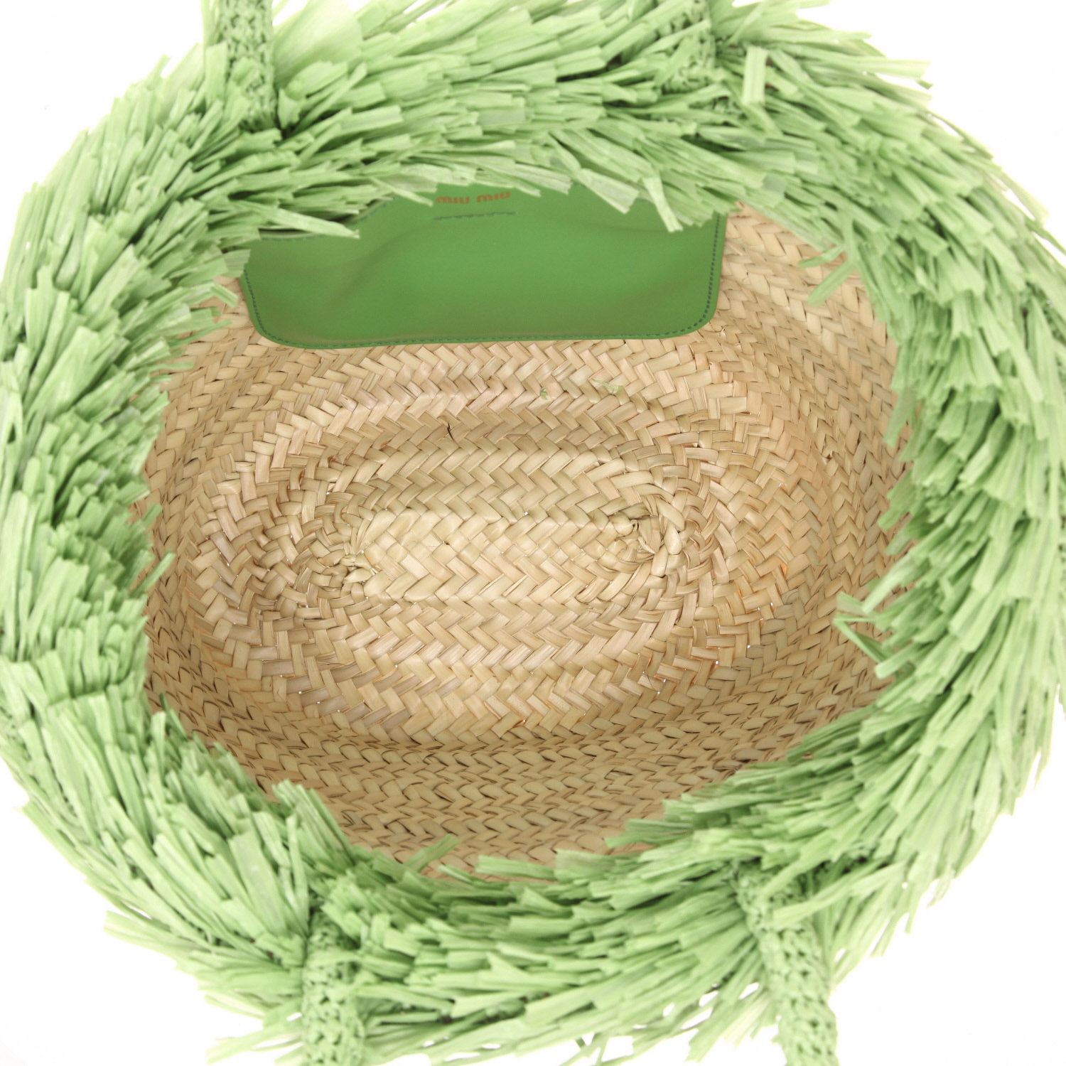Bolso Cabás Miu Miu   en raffia beige y verde - Detail D3