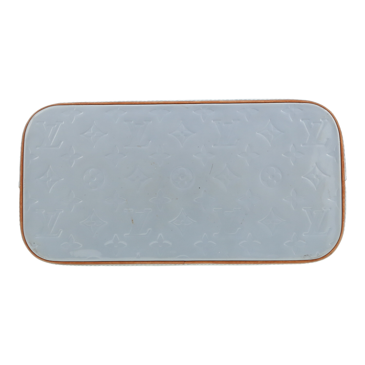 Louis Vuitton  Houston handbag  in light blue monogram patent leather  and natural leather - Detail D1