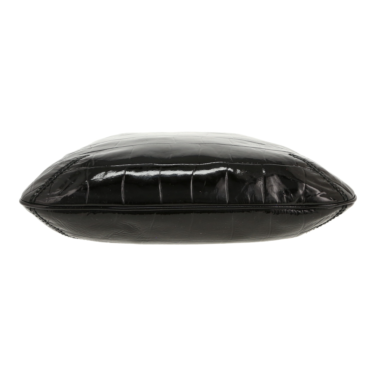 Sac cabas Saint Laurent  Tribute en cuir verni noir - Detail D1