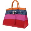 Bolso de mano Hermès  Birkin Rainbow en cuero epsom rojo Casaque, rosa Magnolia azul y albaricoque - 00pp thumbnail