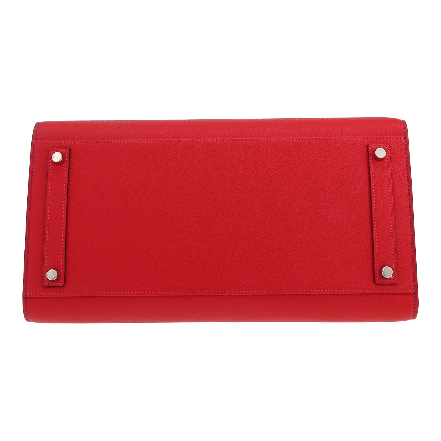 Sac à main Hermès  Birkin Rainbow Sunset en cuir epsom rouge Casaque, rose Magnolia bleu et abricot - Detail D1