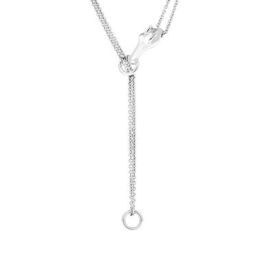 Hermès Galop large model long necklace in silver