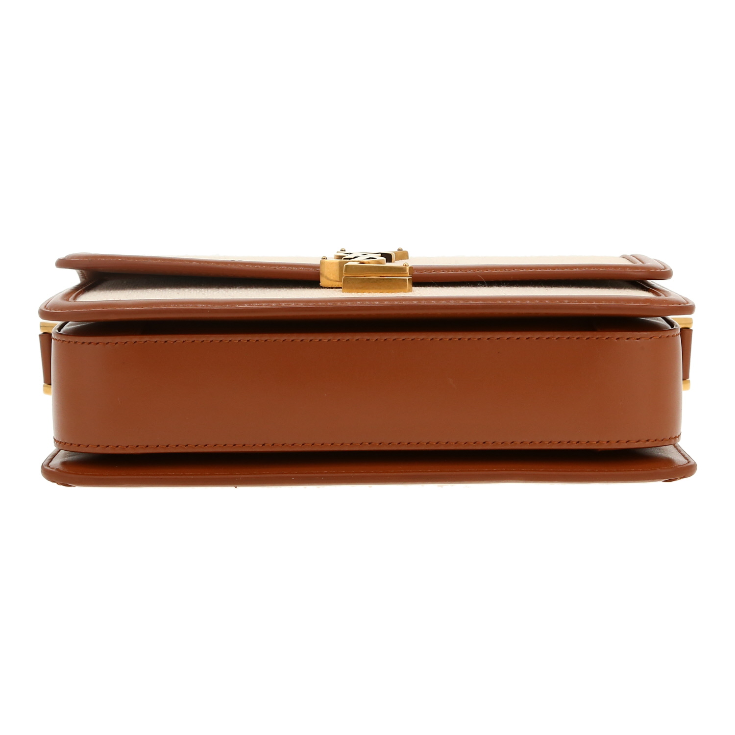 Saint Laurent  Solférino handbag  in beige canvas  and brown leather - Detail D1