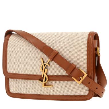 Borsa Saint Laurent  Solférino in tela beige e pelle marrone