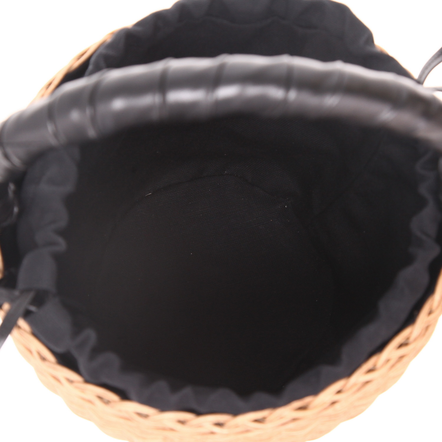 Bolso de mano Saint Laurent   en mimbre y cuero negro - Detail D3