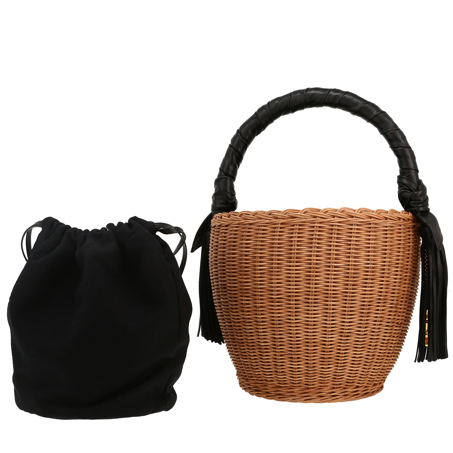 Saint Laurent   handbag  wicker  and black leather - Detail D5