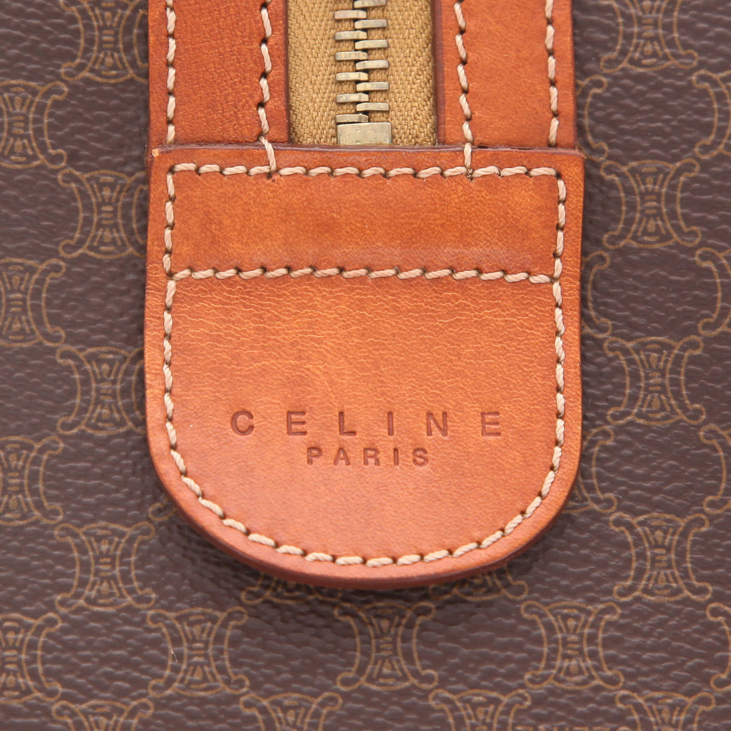 Sac à main Celine   en toile Triomphe et cuir marron - Detail D2