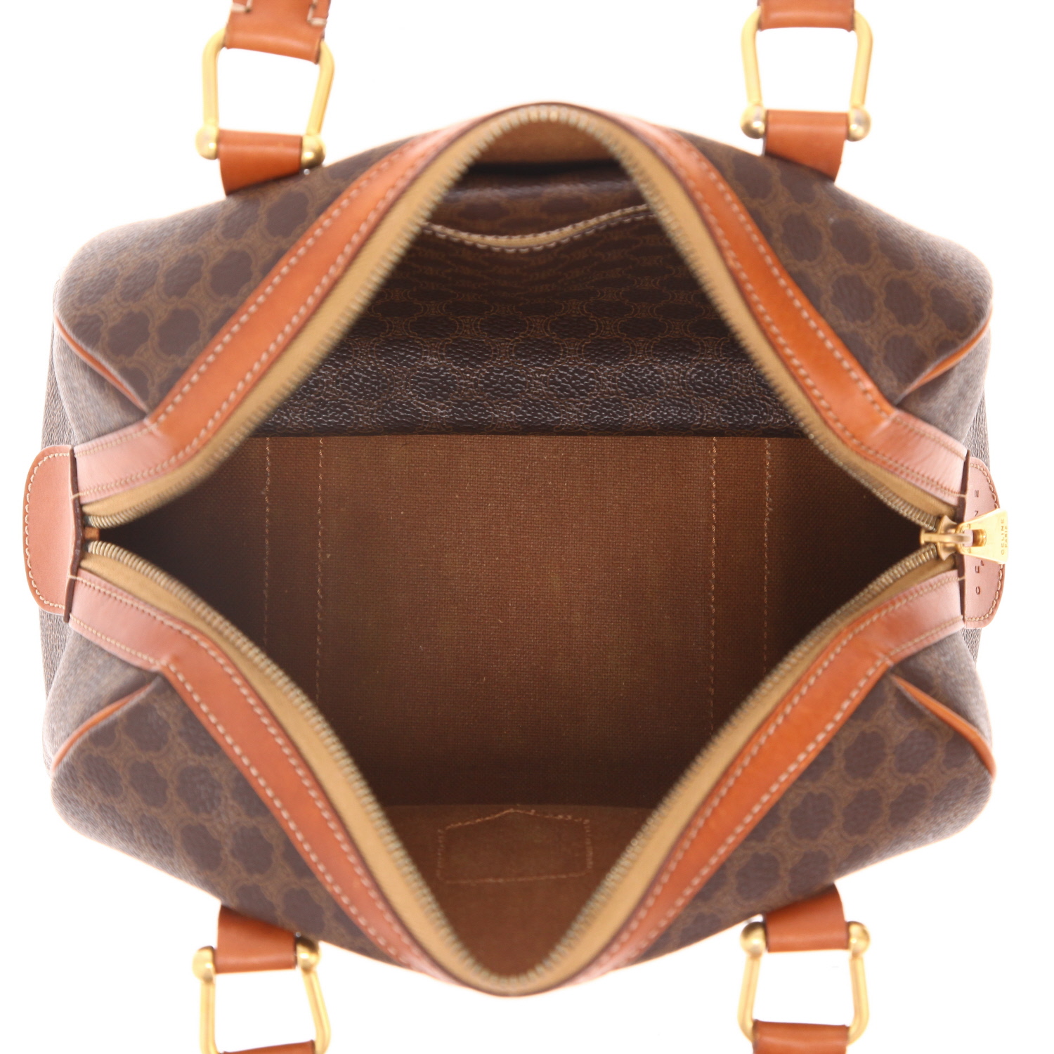 Borsa Celine   in tela "Triomphe" e pelle marrone - Detail D3