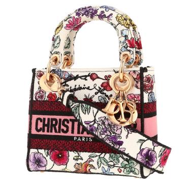 Borsa Dior  Lady D-Lite in tela bianca