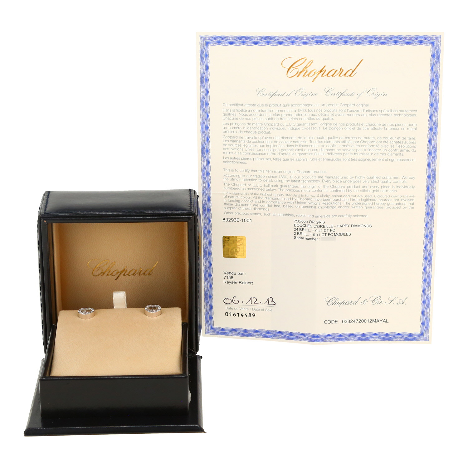 Pendientes Chopard Happy Diamonds Icon de oro blanco y diamante - Detail D2