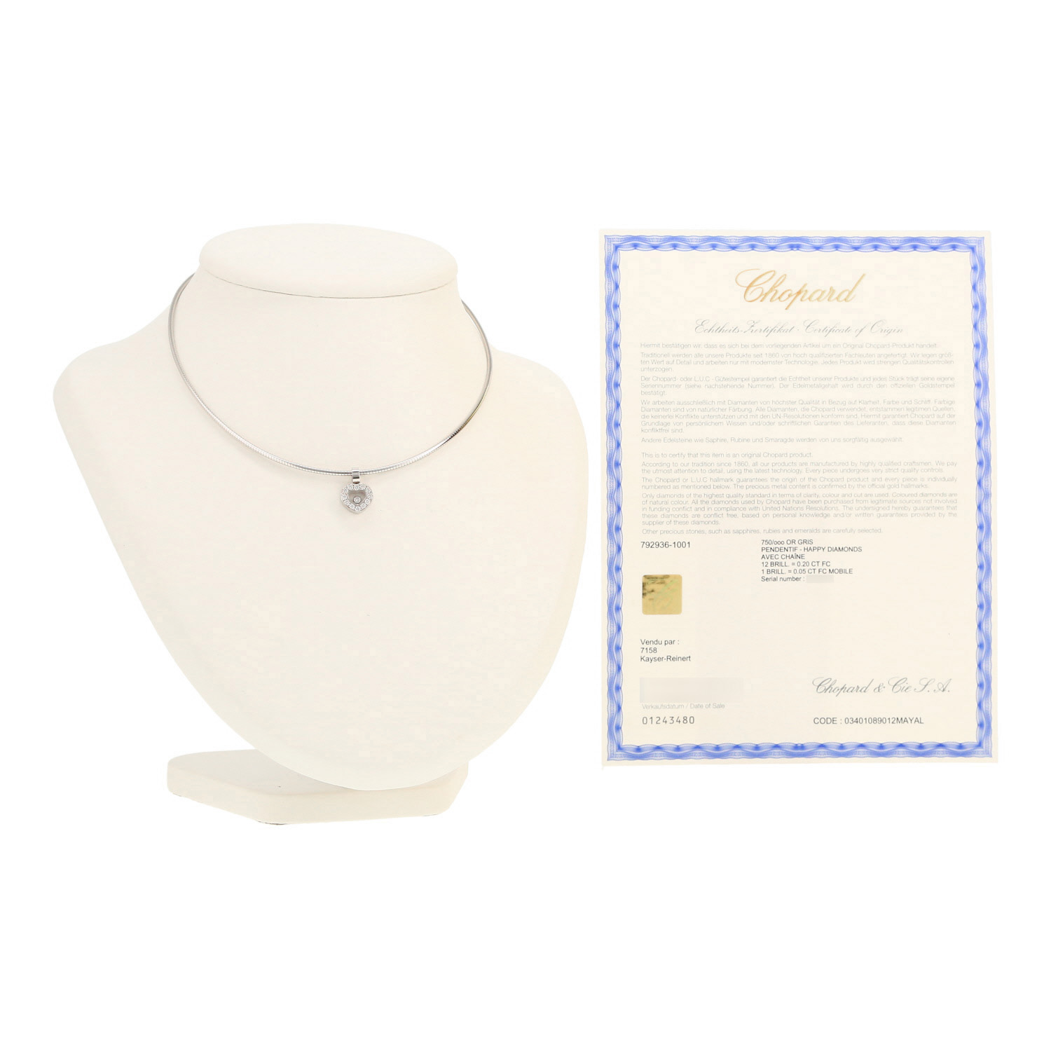 Pendentif Chopard Happy Diamonds Icon en or blanc et diamants - Detail D2