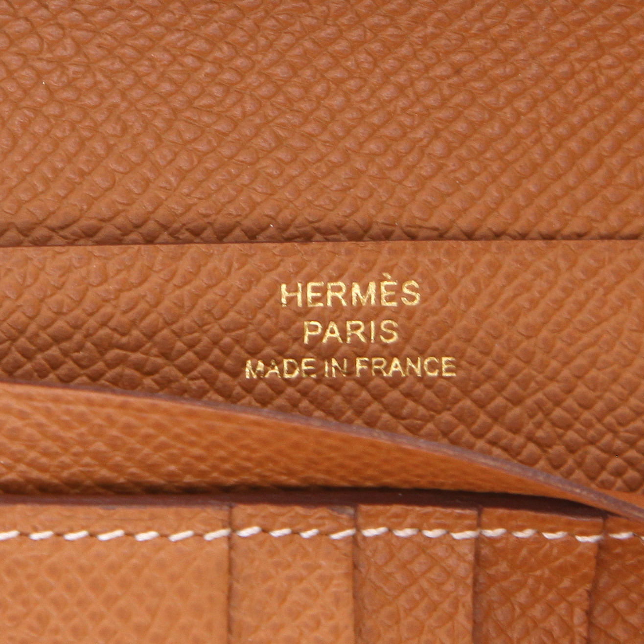 Billetera Hermès  Bearn en cuero epsom color oro - Detail D2