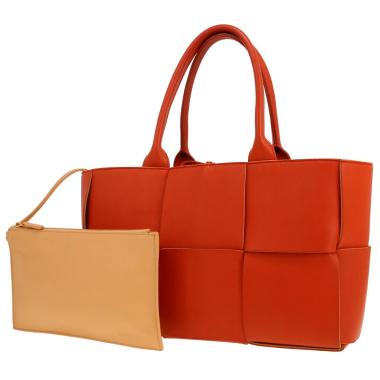 Bottega Veneta  Arco small model  handbag  in orange intrecciato leather