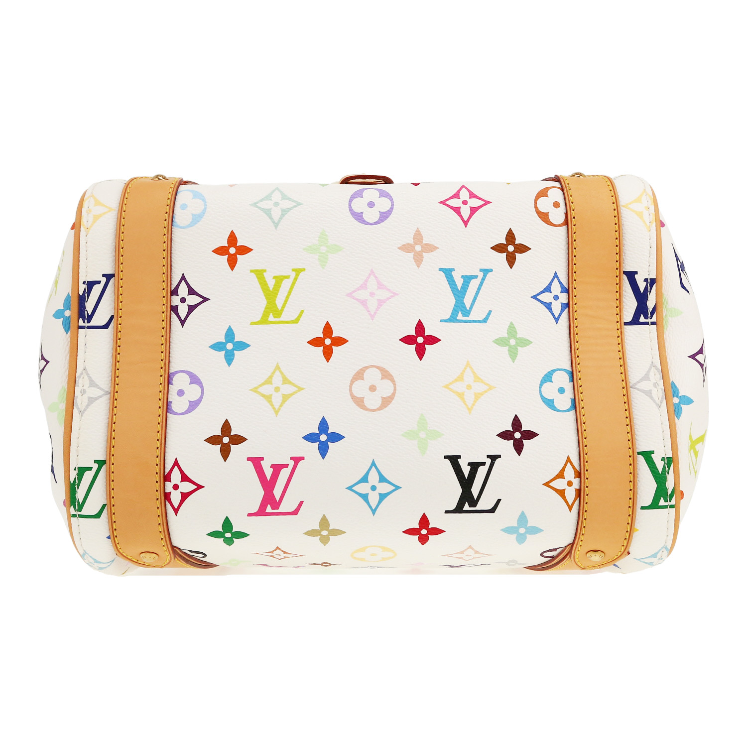 Bolso de mano Louis Vuitton  Priscilla en lona Monogram multicolor y cuero natural - Detail D1