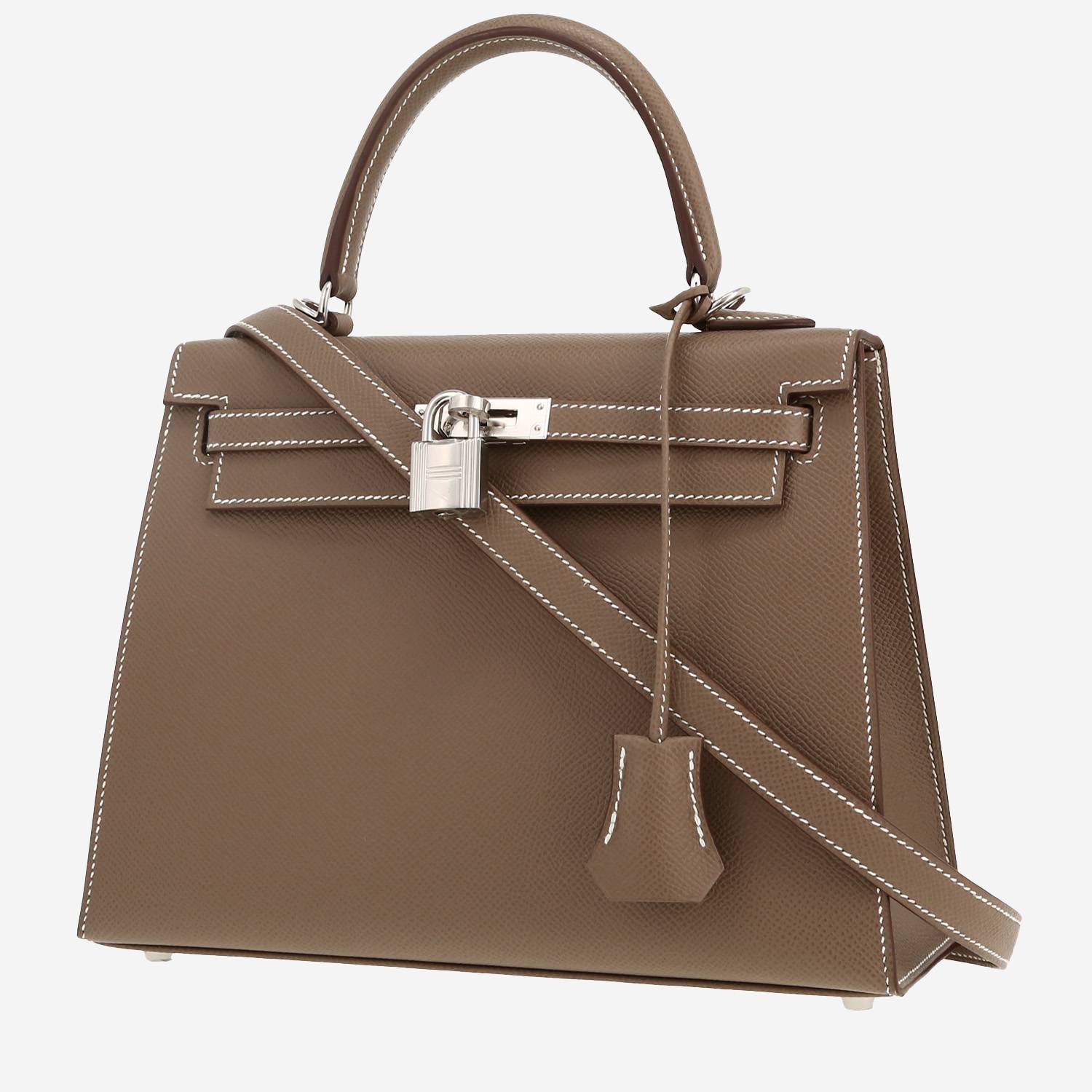 Borsa Hermès  Kelly 25 cm in pelle Epsom etoupe