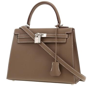 Bolso de mano Hermès  Kelly 25 cm en cuero epsom marrón etoupe