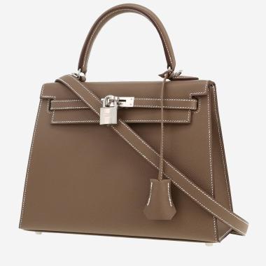 Bolso de mano Hermès  Kelly 25 cm en cuero epsom marrón etoupe