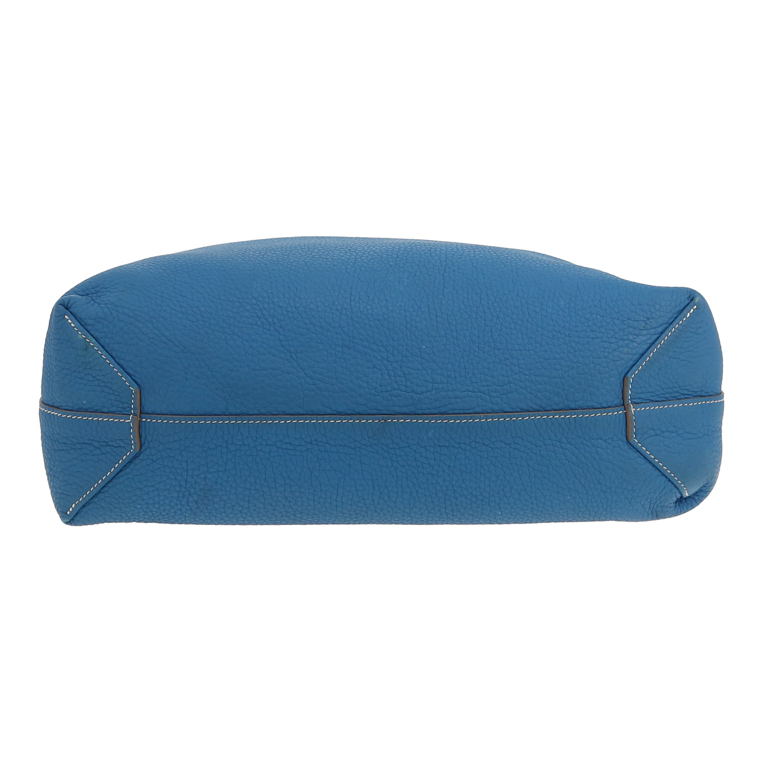 Bolso Cabás Hermès  Double Sens modelo grande  en cuero granulado bicolor azul y gris tórtola - Detail D1