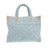 Sac cabas Louis Vuitton   en toile denim monogrammée bleue et cuir naturel - 360 thumbnail