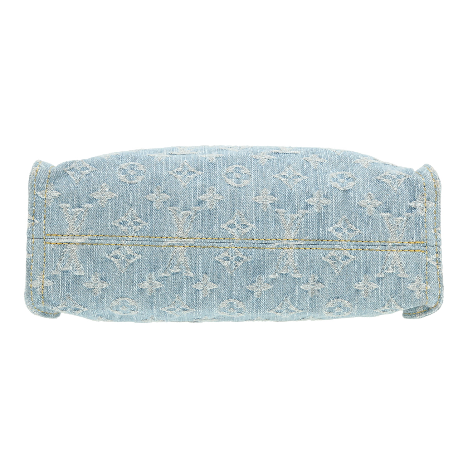 Shopping bag Louis Vuitton   in tela denim monogram blu e pelle naturale - Detail D1