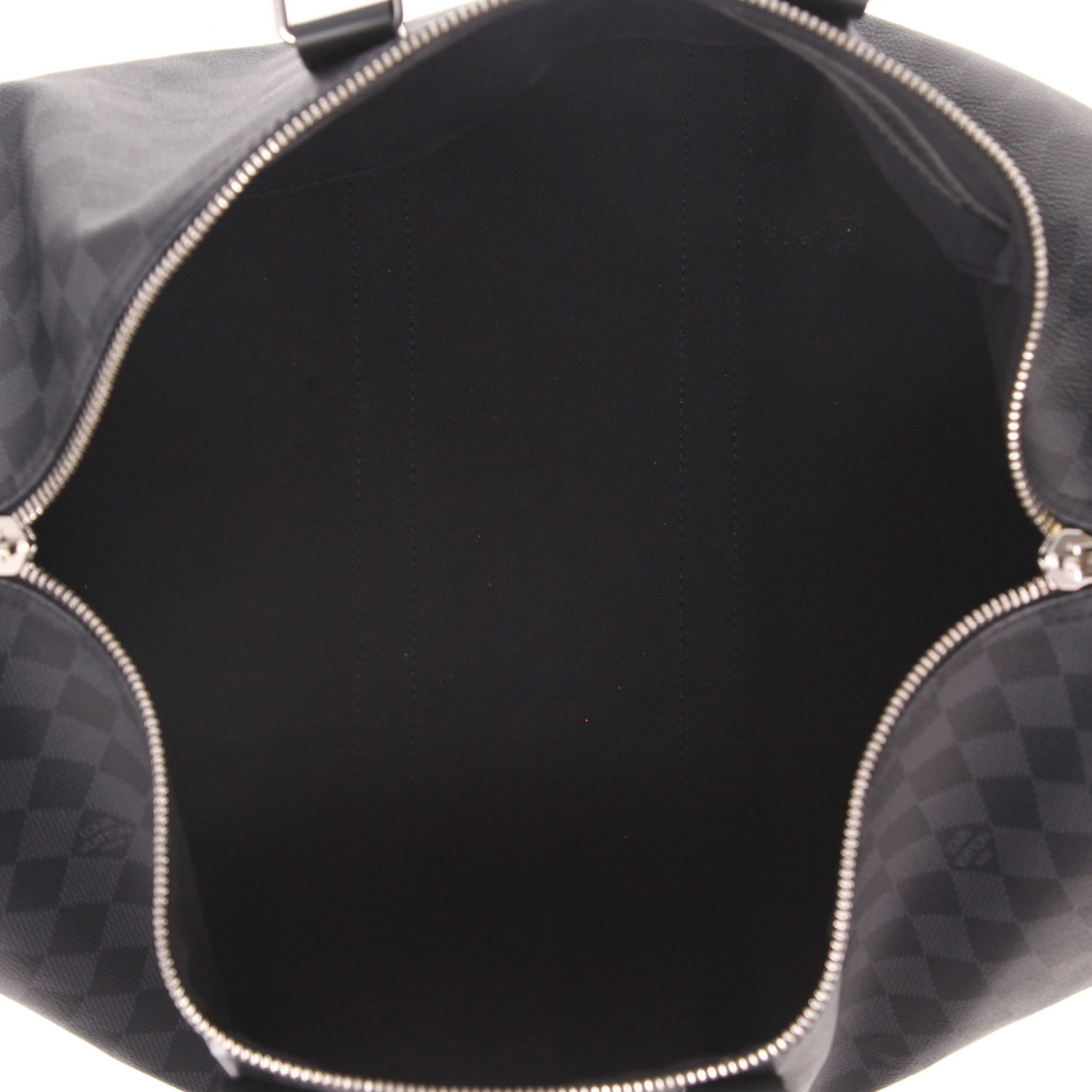 Bolsa de viaje Louis Vuitton  Keepall 45 en lona a cuadros gris Graphite y cuero negro - Detail D3