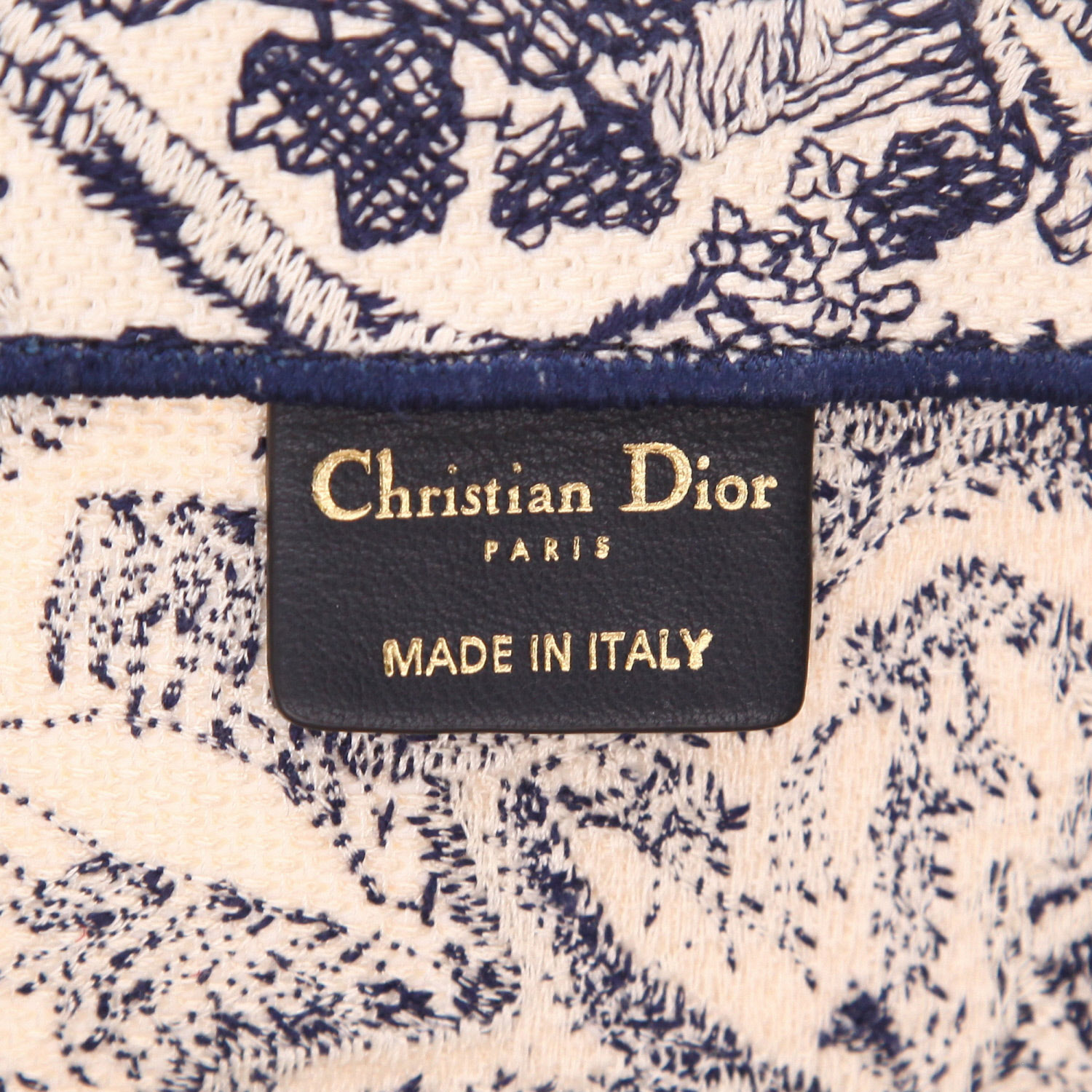 Shopping bag Dior  Book Tote in tela blu e beige - Detail D2