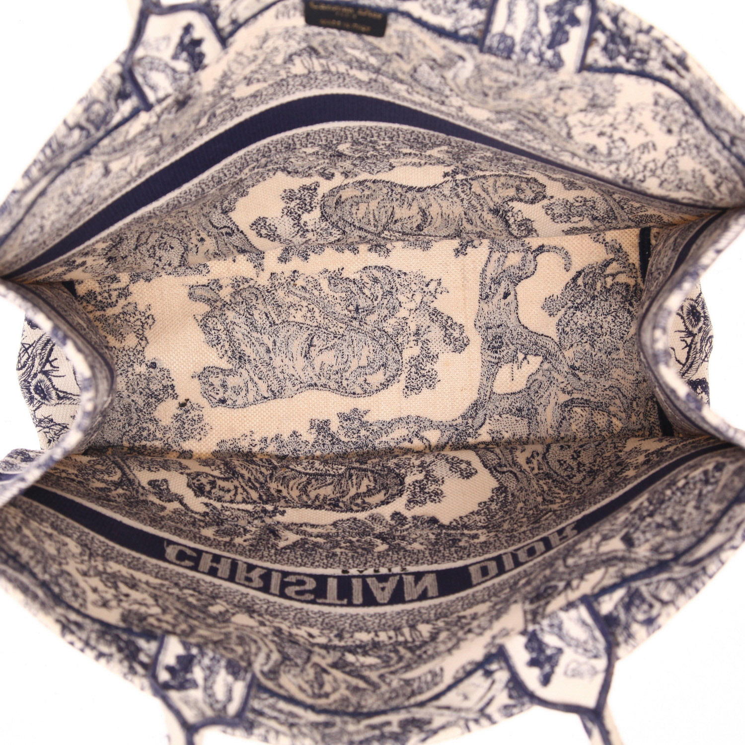 Bolso Cabás Dior  Book Tote en lona azul y beige - Detail D3