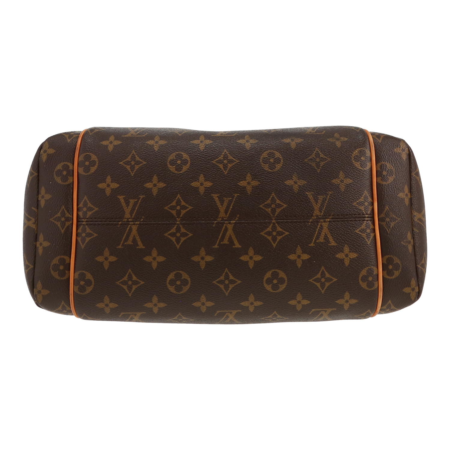 Sac cabas Louis Vuitton  Totally en toile monogram marron et cuir naturel - Detail D1