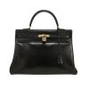 Hermès  Kelly 35 cm handbag  in black box leather - 360 thumbnail