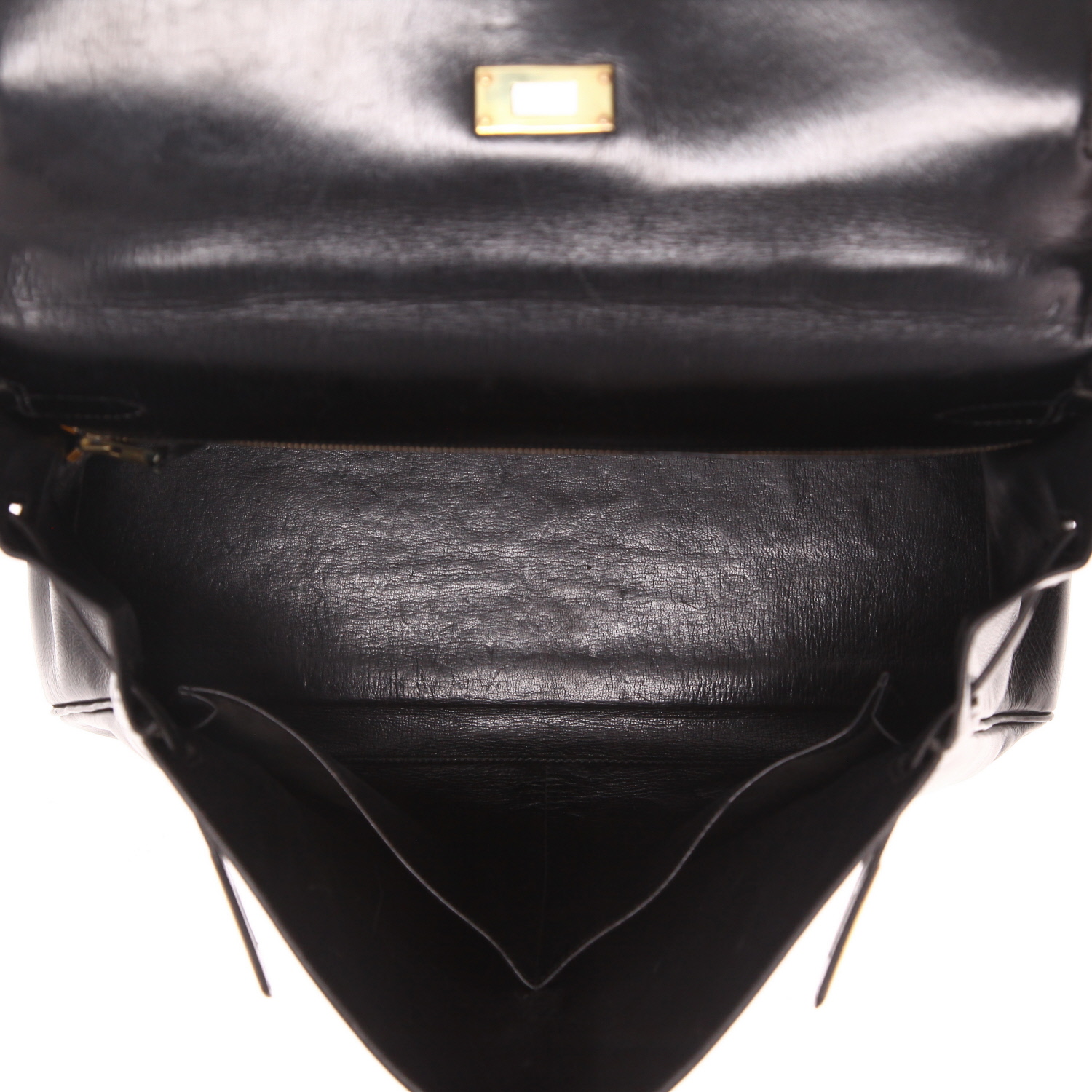 Bolso de mano Hermès  Kelly 35 cm en cuero box negro - Detail D3