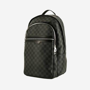 Mochila Louis Vuitton  Josh en lona a cuadros gris Graphite y cuero negro
