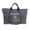 Shopping bag Chanel  Deauville in tela blu e pelle blu - 360 thumbnail