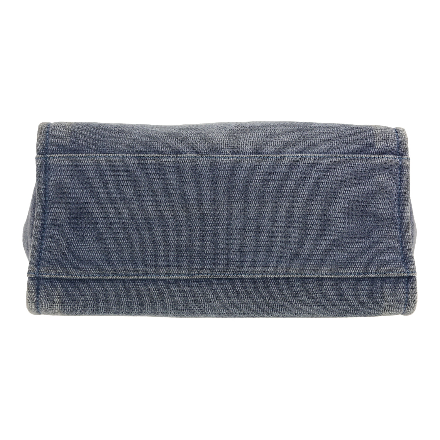 Sac cabas Chanel  Deauville en toile bleue et cuir bleu - Detail D1