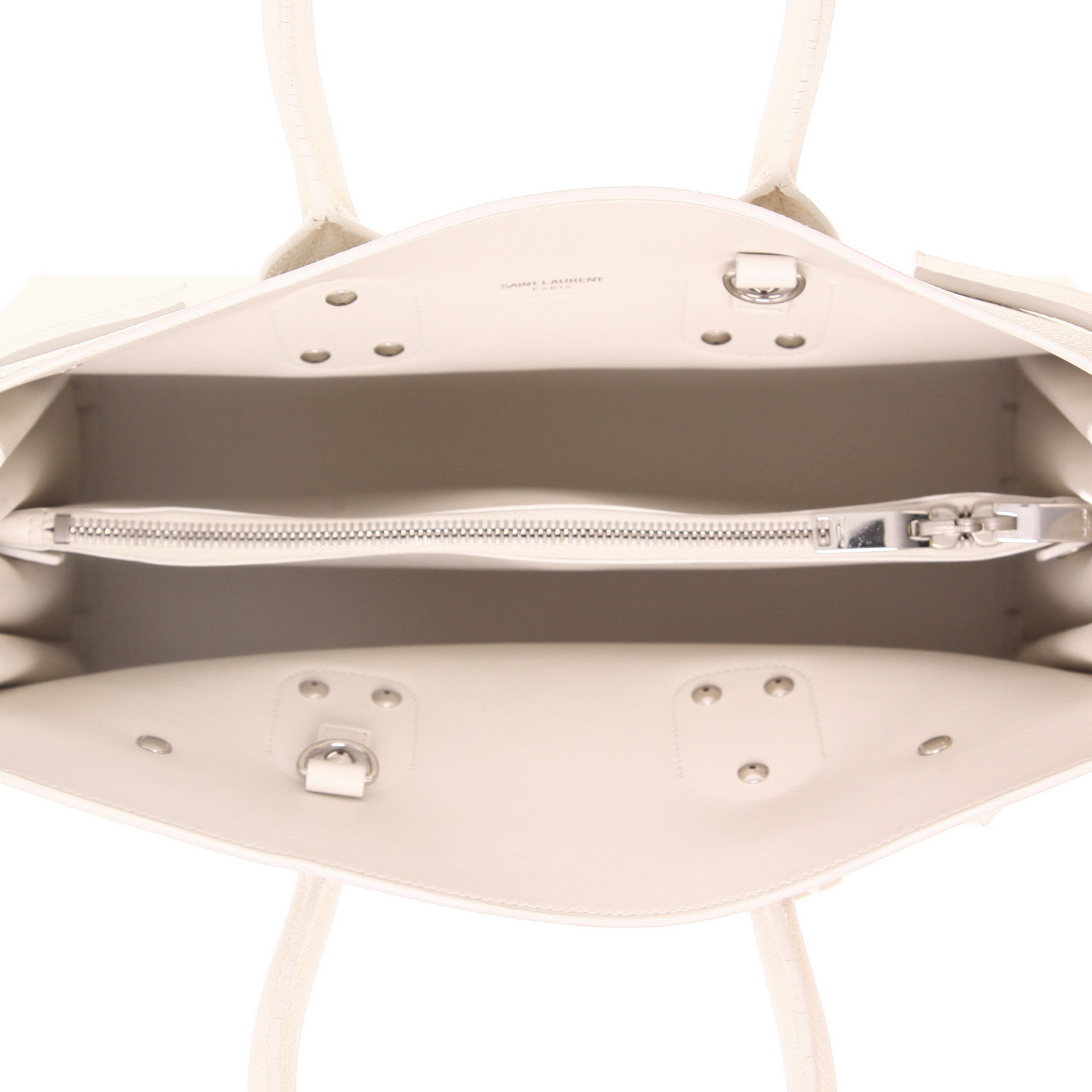 Borsa Saint Laurent  Sac de jour modello piccolo  in pelle martellata bianca - Detail D3