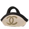 Bolso de mano Chanel  Vintage en lona beige y cuero negro - 00pp thumbnail