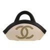 Bolso de mano Chanel  Vintage en lona beige y cuero negro - 360 thumbnail